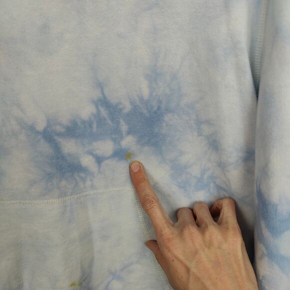 Faherty Tie Dye Hoodie Sweatshirt Mens Medium White Blue Pullover Cotton Terry - Picture 4 of 11